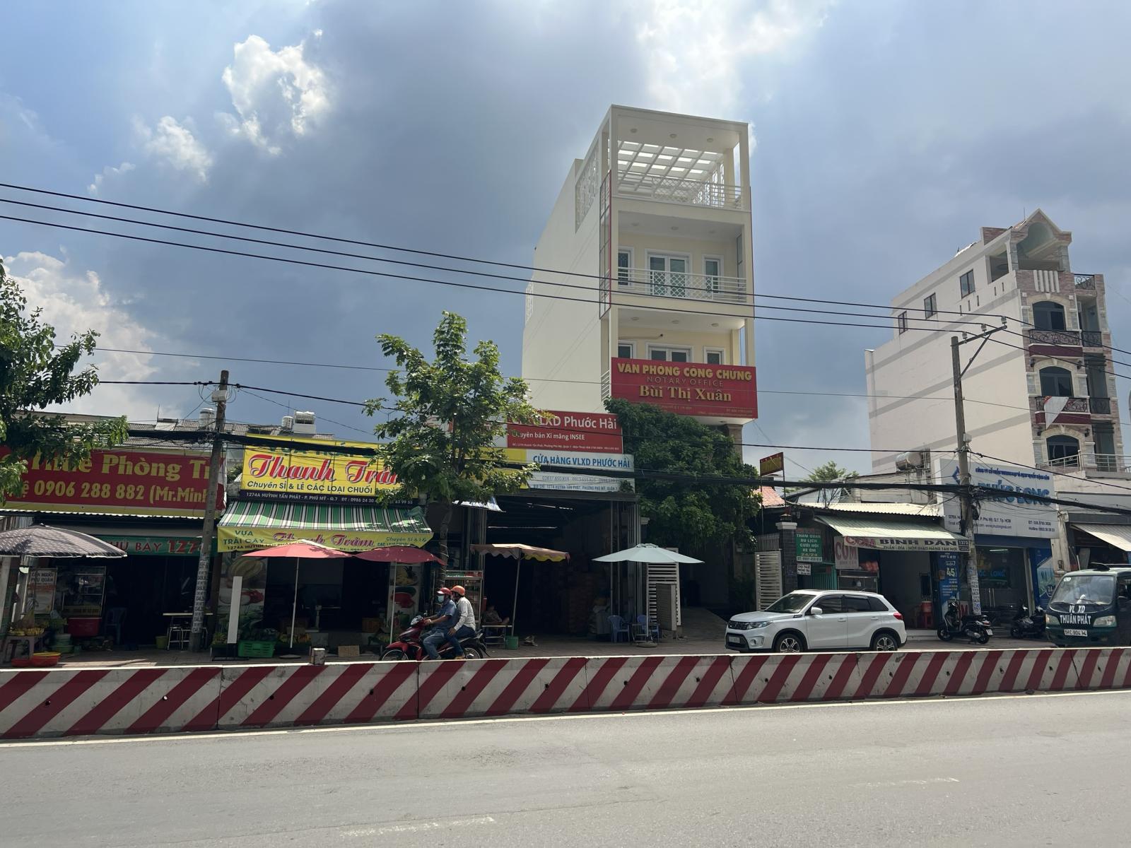 Nhà MT kinh doanh Huỳnh Tấn Phát, Q7 DT 5x25m tổng diện tích sàn 374m2,1 trệt,lửng,3 lầu