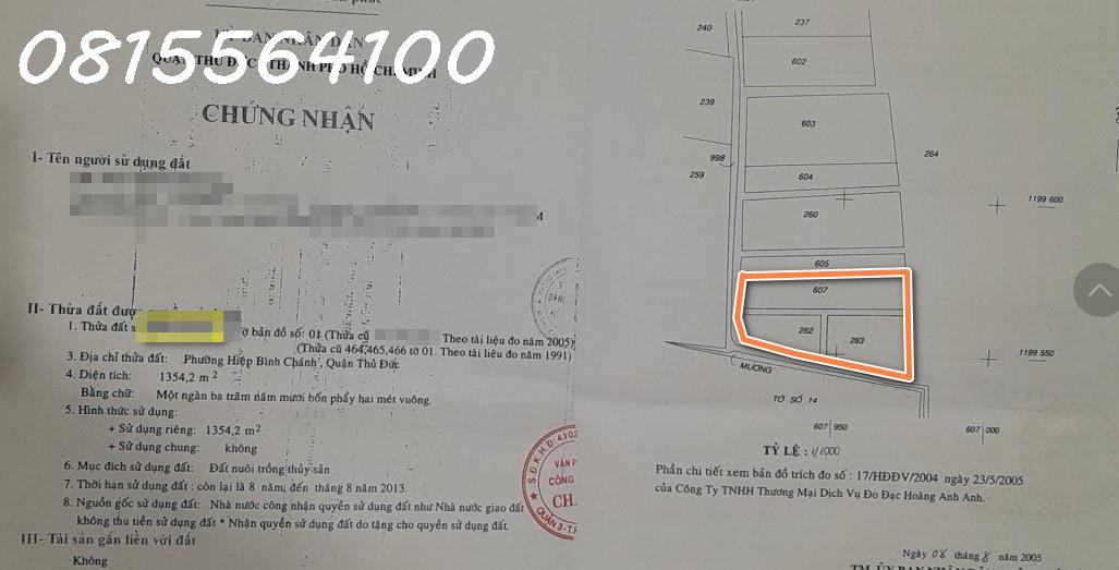 Bán 1350m2 đất nông nghiệp Hiệp Bình, HBC, Thủ Đức. Phù hợp chuyển lên thổ cư xây siêu biệt thự,
