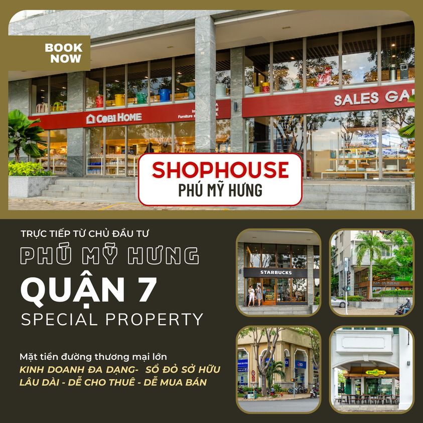 Shophouse Phú Mỹ Hưng- pháp lỹ sở hữu lâu dài- giá bán ưu đãi- lịch thanh toán linh hoạt - ngân