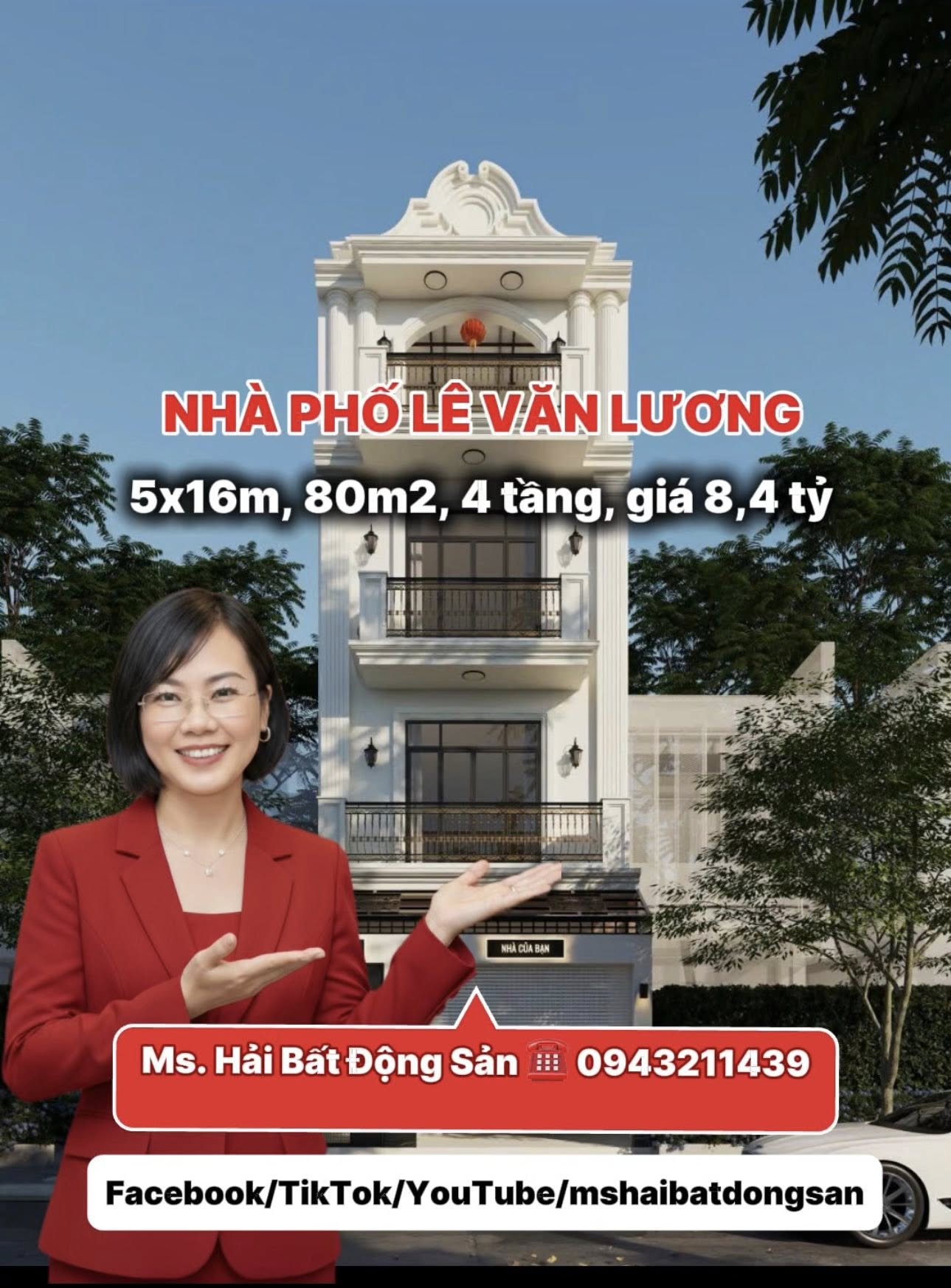 NHÀ PHỐ LÊ VĂN LƯƠNG, NHÀ BÈ – 1 TRỆT 2 LẦU + SÂN THƯỢNG – 3 MẶT THOÁNG - CHỈ 8,4 TỶ
