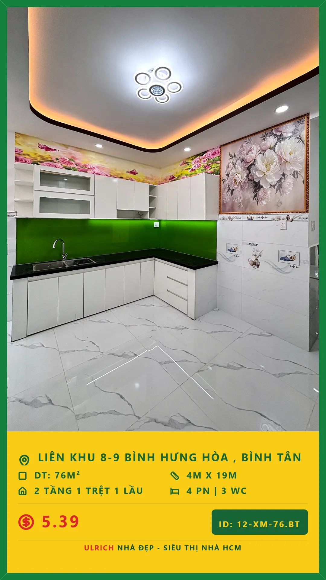 Nhà mới đẹp Liên Khu 8-9,Bình Tân , 76m², 4 phòng ngủ, hẻm 4m, giá 5.39 tỷ