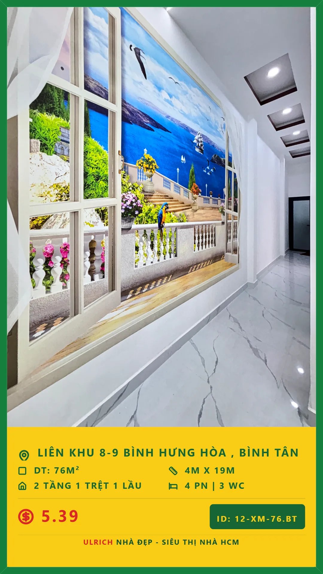 Nhà mới đẹp Liên Khu 8-9,Bình Tân , 76m², 4 phòng ngủ, hẻm 4m, giá 5.39 tỷ