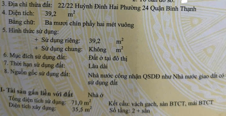 Nhà 2 tầng 3.5x10m nở hậu 6m, 22/22 Huỳnh Đình Hai 4.4 tỷ