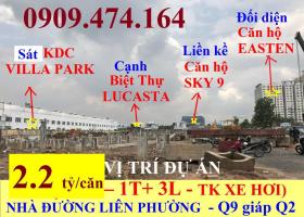 0909.474.164 bán nhà Q9, xây 1T+ 3L, 2,2 tỷ/căn, cạnh biệt thự Lucastar Khang Điền 2791883