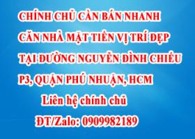 CHÍNH CHỦ CẦN BÁN NHANH CĂN NHÀ MẶT TIỀN VỊ TRÍ ĐẸP TẠI ĐƯỜNG NGUYỄN ĐÌNH CHIỂU, P3, QUẬN PHÚ NHUẬN 8177098