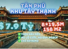 BÁN NHÀ TÂN PHÚ, HXH LÊ TRỌNG TẤN GIÁ QUÁ TỐT 158m2 Ngang 8x19.5m CHỈ 7.9 TỶ. 🆘🆘 50TRIỆU/M2, SÁT MẶT TIỀN LÊ TRỌNG TẤN.  8538586